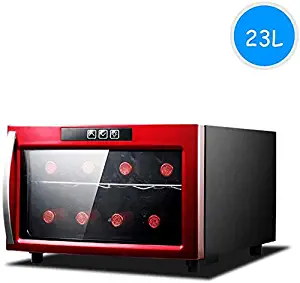 TYUIO 8 Bottle Countertop Thermoelectric Wine Cooler/Chiller Red & White Wine Cellar with Digital Temperature Display, Horizontal Freestanding Refrigerator Smoked Glass Door Quiet Operation Fridge