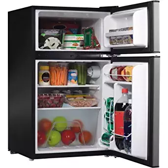 2 Door Stainless Steel Dorm Size Refrigerator