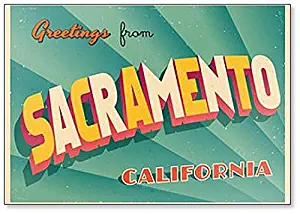 Vintage Touristic Illustration From Sacramento, California Fridge Magnet