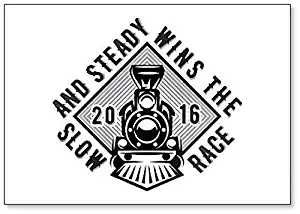 Pattern with Retro Train. Slow and Steady Wins the Race Fridge Magnet
