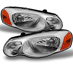 For Chrysler Sebring Covertible Sedan Chrome Clear Headlights Front Lamps Replacement Left + Right Pair