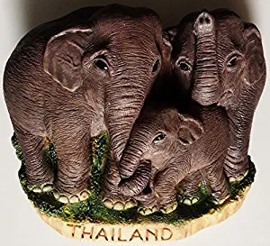 Thai Elephant with family Thailand High Quality Resin 3D fridge Refrigerator Thai Magnet Hand Made Craft.