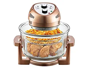 Big Boss Oil-less Air Fryer, 16 Quart, 1300W, Easy Operation with Built in Timer, Dishwasher Safe, Includes 50+ Recipe Book - Copper (Renewed)