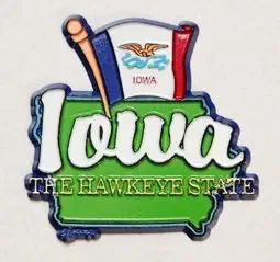 Iowa State Map-Flag Fridge Collectible Souvenir Magnet