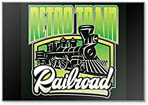 Colorful Retro Posters with a Vintage Locomotive. Railroad Illustration Fridge Magnet