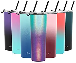 Simple Modern 28oz Classic Tumbler Travel Mug with Clear Flip Lid & Straw - Coffee Vacuum Insulated Gift for Men and Women Beer Pint Cup - 18/8 Stainless Steel Water Bottle Shimmer: Shimmer: Aurora