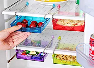 FEEL SOON RETAIL Sliding Drawer for Refrigerator Fridge Organizer (Green)