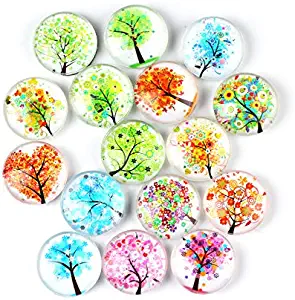 Spring Winter Summer Autumn Tree Refrigerator Magnet Party Set of 16 Pack 3D Round Face Silver Fridge Office Dry Erase Board Stainless Steel Door Freezer Whiteboard Cabinet Magnetic Great Fun for Girl
