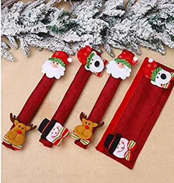 Swity Home Christmas Refrigerator Door Handle Cover Xmas Kitchen Appliance Handle Covers Santa Snowman Fridge Microwave Oven Dishwasher Door Handle Protector Xmas Decor Ornaments (4 pcs)