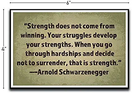 Strength Does Not Comes From Winning Motivational Inspirational Funny Magnet - Refrigerator Toolbox Locker Car Ammo Can