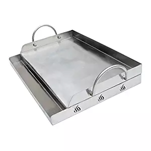 Onlyfire Universal Stainless Steel Griddle for BBQ Grills with Removable Handles Replaces, 18" W x 12.5" D x 2.7" H