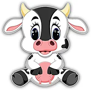 DG Graphics Cute Cow Cartoon Animal Art Decor 5'' x 5'' Magnet Vinyl Magnetic Sheet for Lockers, Cars, Signs, Refrigerator