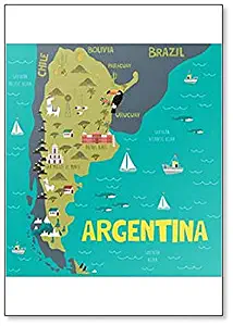 Illustration Map Of Argentina With Nature, Animals And Landmarks Classic Fridge Magnet