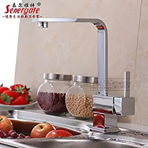 Pull Down Kitchen Sink FaucetKitchen faucet hot and cold water copper mixed water sink sink faucet kitchen faucet square laundry cabinet faucet, faucet + 2 [1 meter long] explosion-proof water hose