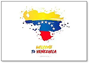 Welcome to Venezuela. Flag and Map of the Country Classic Fridge Magnet