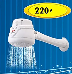 LORENZETTI CORAL 220 Volt Electric Instant Hot Water Shower Head Heater + FREE wall support/tube Included (ducha electrica para agua caliente incluye nipple)