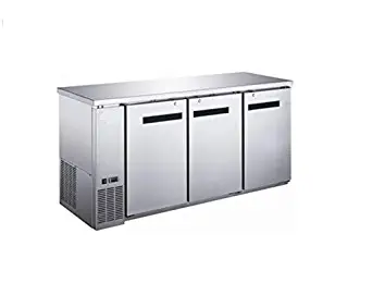 Commercial Back Bar Cooler Stainless Steel 3 Solid Door Counter Height Beverage Refrigerator with 6 Shelves Beer Fridge