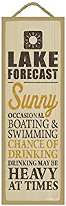 SJT ENTERPRISES, INC. Lake Forecast (Sun Image) Lake Primitive Wood Plaque Sign, 5" x 15" (SJT02564)
