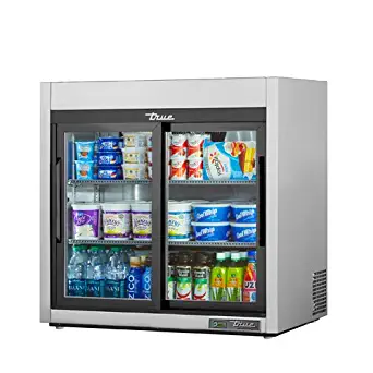 True TSD-9G-LD Countertop Reach-in Slide Glass Door Refrigerator - Two Door, 8.2 Cu. Ft.