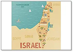 Illustration Map Of Israel With City, Landmarks And Nature Classic Fridge Magnet