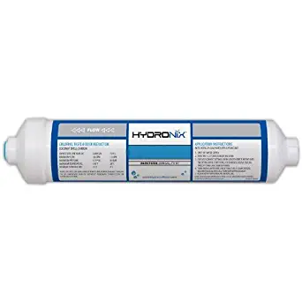 Hydronix ICF-10Q38 Inline Coconut Filter 2000 Gal, 2" OD X 10" Length, 3/8" Quick Connect