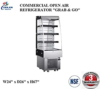 24" Wide Grab and Go Open Air Refrigerator Display Cooler Merchandiser - RTS-250L - ETL Warranty