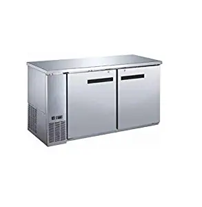 Commercial Back Bar Cooler Stainless Steel 2 Solid Door Counter Height Beverage Refrigerator with 4 Shelves Beer Fridge