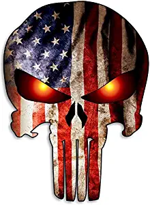 Magnet Punisher Skull American Flag Magnetic vinyl bumper sticker sticks to any metal fridge, car, signs 5"