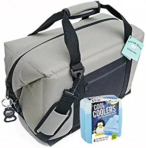 Polar Bear Coolers Nylon Series Soft Cooler Tote Size 24 Pack & Fit & Fresh Cool Coolers Slim Ice 4-Pack