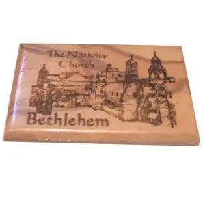 Holy Land Market Bethlehem - Nativity Church Magnet - Olive Wood (6x4 cm or 2.4x1.6)