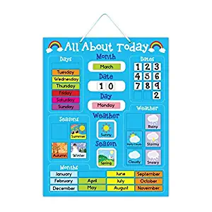 5K Education All About Today Weather & Calendar Magnetic Board - Blue