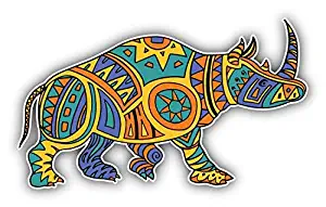 DG Graphics Rhino Animal Doodle Waves Pattern Art Decor 5'' x 3'' Magnet Vinyl Magnetic Sheet for Lockers, Cars, Signs, Refrigerator