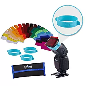 Selens Universal Flash Gels Lighting Filter - Combination Kits for Camera Flashlight (With Two Extra New Gels Bands)