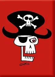 Artist SHAG (Josh Agle) Pirate Skull Fridge Magnet