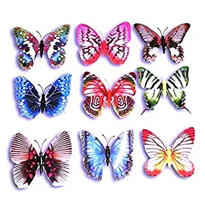 LEORX Artificial Butterfly Refrigerator Fridge Magnets Decorations - 10pcs (Random Color)