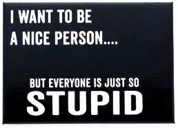 I Want To Be A Nice Person, But Everyone is Just So Stupid Magnet in Black and White