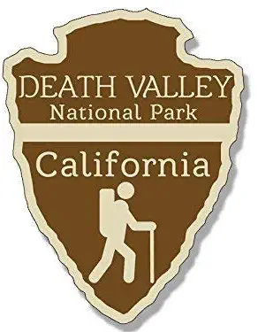 MAGNET 3x4 inch Arrowhead Shaped Death Valley National Park Sticker (rv Hiking Camping) Magnetic vinyl bumper sticker sticks to any metal fridge, car, signs