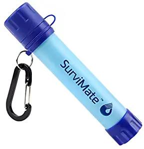 SurviMate Portable Water Filter Straw Survival Kit Emergency Camping 2-Stage Integrated Camping Hiking Travel Water Filter