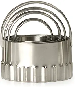 RSVP International RBC-4 Round Biscuit Cutters - Stainless Steel, Set of 4 (2 Pack) | Nest for Easy Storage | For Cutting Thick or Thin Dough | High Handle Arch, Ribbed