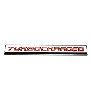 UrMarketOutlet TURBOCHARGED Red/Chrome Aluminum Alloy Auto Trunk Door Fender Bumper Badge Decal Emblem Adhesive Tape Sticker