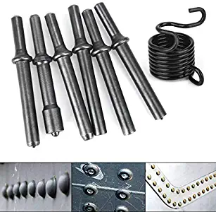 Kelife 7 Pcs Heavy Duty Smoothing Pneumatic Air Rivet Hammer Tools Kit with Spring for Accessories 0.401 Shank …