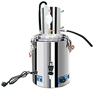 36L Automatic Alcohol Distiller Moonshine Still with Heating and Temperature Adjustment 30°-110° Constant Temperature Fermentation and 70°/52°/42°/28° Wine Out Home Brewing Kit