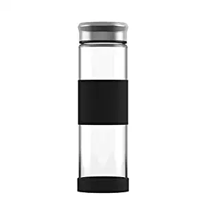 ELDR Supply 500ml Glass Water Bottle | Wide Mouth | Silicone Sleeve and Base | Borosilicate Glass (16.9 Oz / .5L) 1 or 2-Pack Options