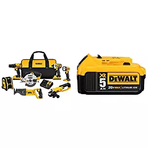 DEWALT DCK720D2 2 Ah 20V MAX Compact 7-Tool Combo Kit with DCB205 20V MAX XR 5.0Ah Lithium Ion Battery-Pack