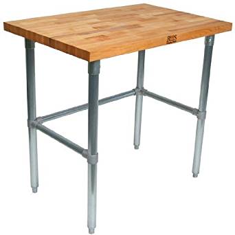 John Boos JNB01 Maple Top Work Table with Galvanized Steel Base and Bracing, 36" Long x 24" Wide x 1-1/2" Thick