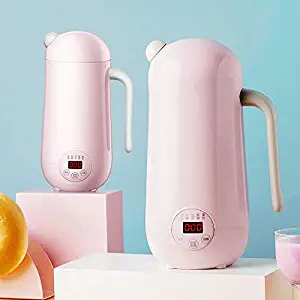 220V Mini Soymilk Machine Portable Soy Milk Rice Paste Maker Electric Juicer Blender Food Grinding Heating Processor 350ml,Pink,UK