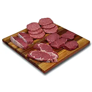 Bison Burgers & Steaks Combo Pack: 100% All-Natural, Grass-Fed and Grain Finished North American Bison Meat with no Growth Hormones or Antibiotics - USDA Tested - 14 Piece of Tender, Flavorful Meat