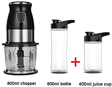 RUGU 500W Portable Personal Blender Mixer Food Processor with Chopper Bowl 600ml Juicer Bottle Meat Grinder Baby Food Maker,with Extra 400ml Cup,US