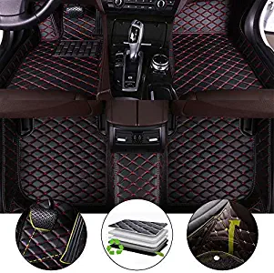 All Weather Floor Mat for 2017-2018 Alfa Romeo Stelvio Full Protection Car Accessories Black & Red 3 Piece Set