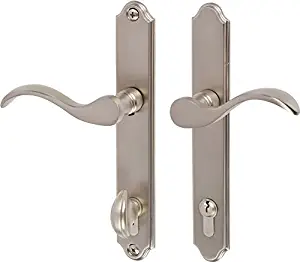Swing Door Handle Set with Locking Cylinder fits Doors with Multipoint Locks (multipoint Lock not Included) Brushed Nickel Finish for 1-3/4" Thick Doors